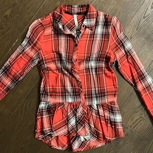 Kensie Peplum Flannel long sleeved shirt